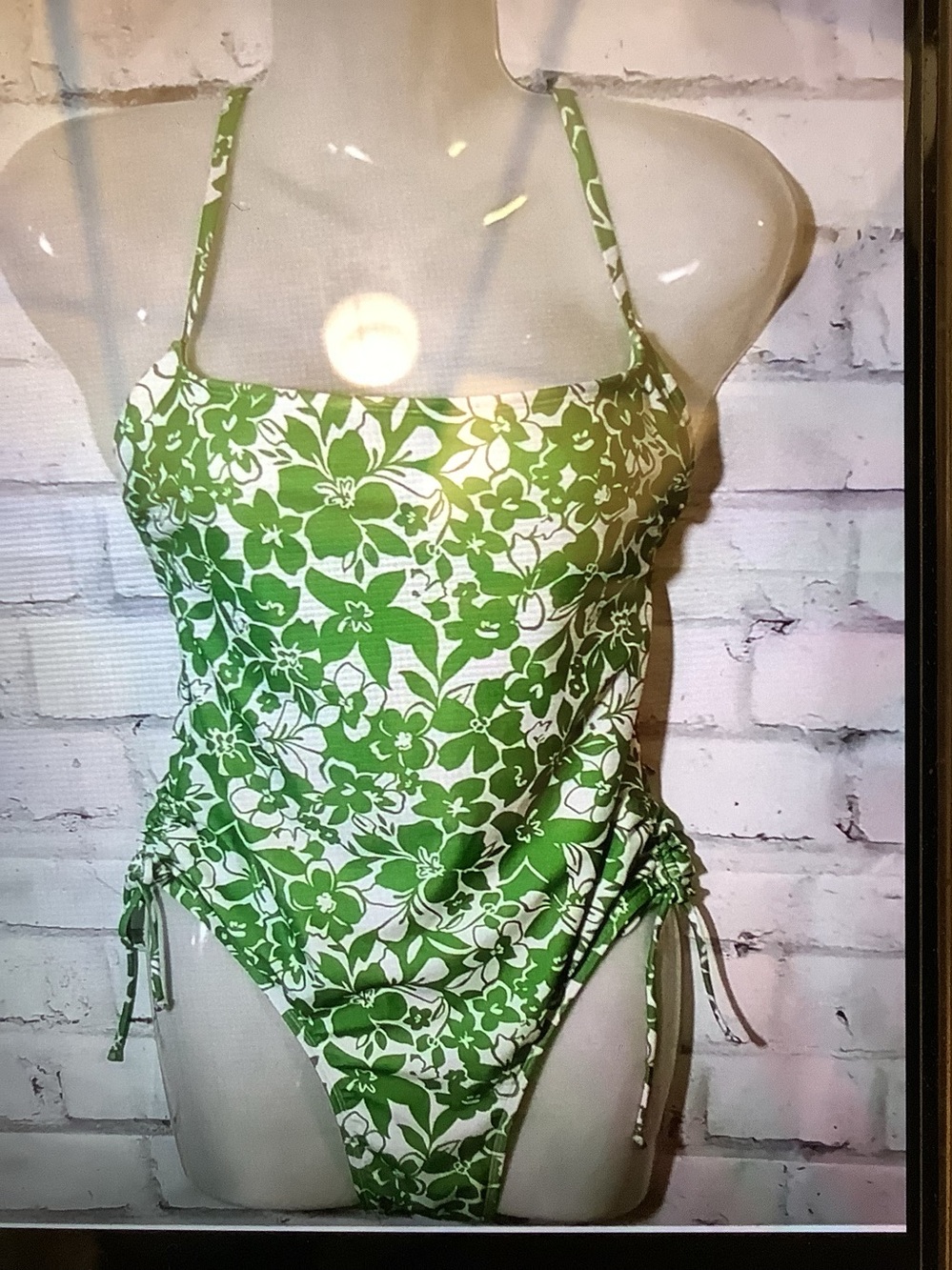 Green Floral womens One-Piece Swimsuit